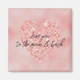 Salmon Rosa Ombre Glitter Heart Kärlek Citat Magnet