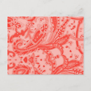 Salmon Rosa Paisley Vykort