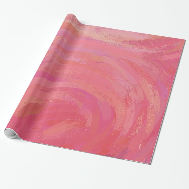 Salmon Rosa Swirl Presentpapper (Utrullad)