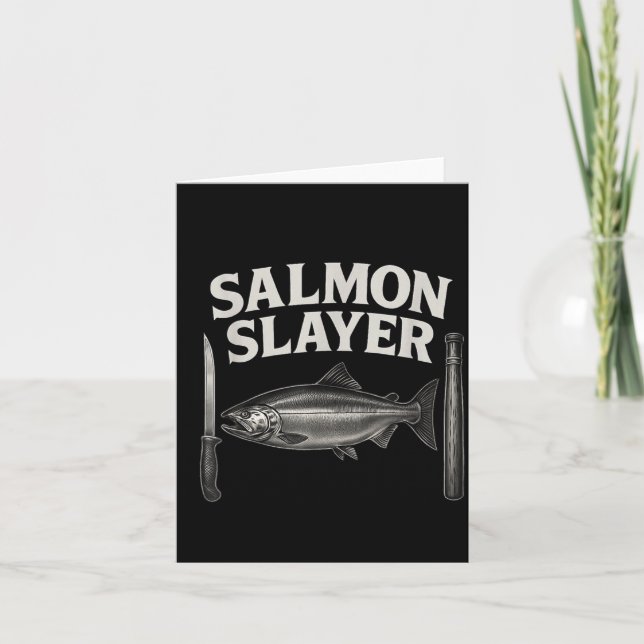 Salmon Slayer Tee Steelhead And Salmon Fishing  Kort (Framsida)
