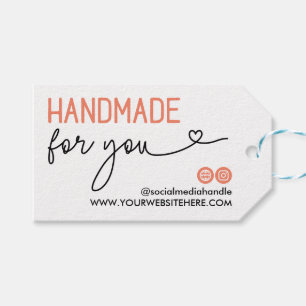 Salmon Social Media Heart-handdator för din Logoty Presentetikett