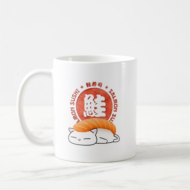 Salmon Sushi Cat Kaffemugg (Vänster)