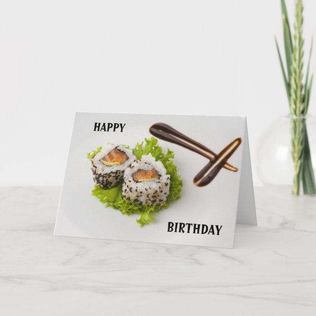Salmon Sushi Rolls Birthday Card Kort (Framsida)