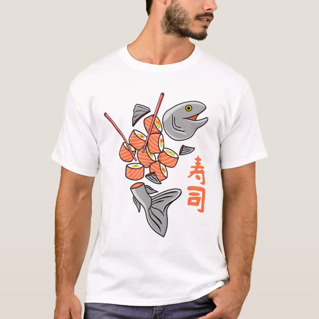 Salmon Sushi T Shirt (Framsida)