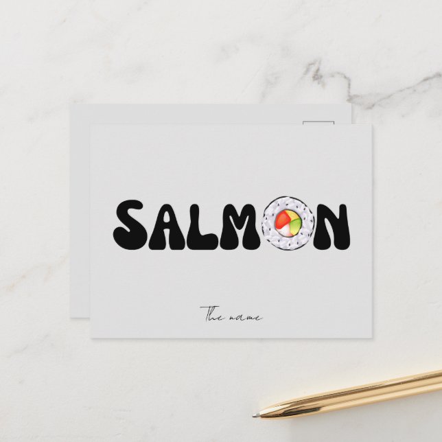 Salmon sushi vykort (Fram/Back In Situ)