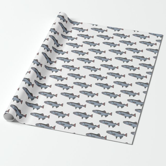 Salmon Swimming Mönster PNW Fishing Fish Gift Presentpapper (Utrullad)