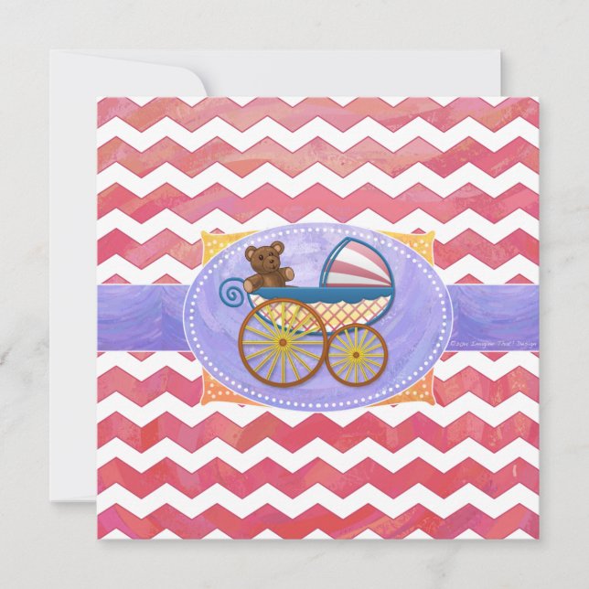 Salmon Swirl Baby Saker Inbjudningar (Framsida)