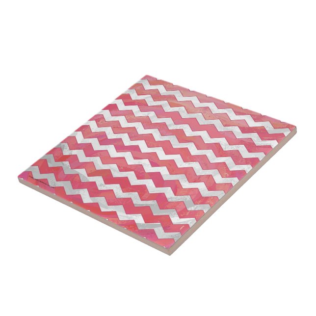 Salmon Swirl Chevron Mönster Kakelplatta (Sidan)