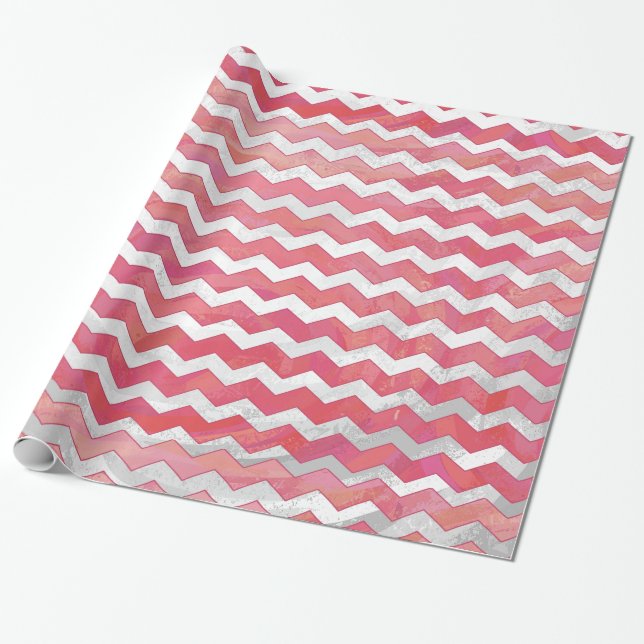 Salmon Swirl Chevron Mönster Presentpapper (Utrullad)