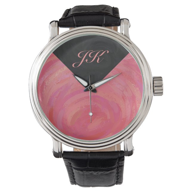 Salmon Swirl Monogram Armbandsur (Framsida)