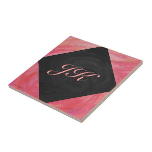Salmon Swirl Monogram Kakelplatta