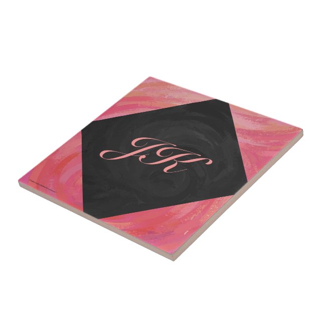 Salmon Swirl Monogram Kakelplatta (Sidan)