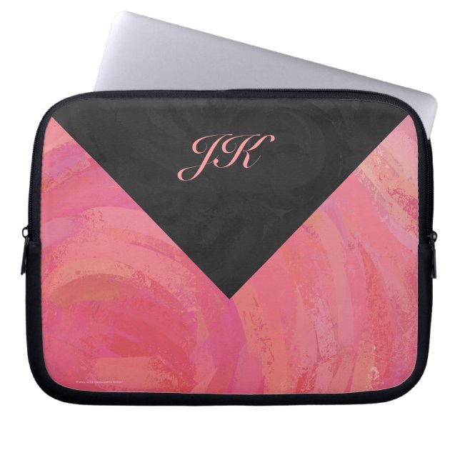 Salmon Swirl Monogram Laptop Sleeve (Framsidan)