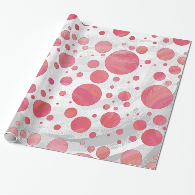 Salmon Swirl Polka dots Presentpapper (Utrullad)