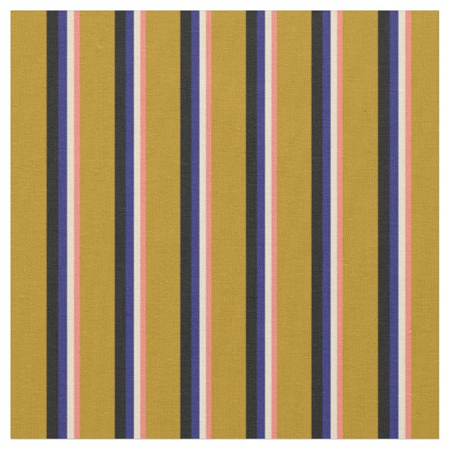 Salmon, Tan, Midnight Blue, Black & Mörk Goldenrod Tyg (Närbild)