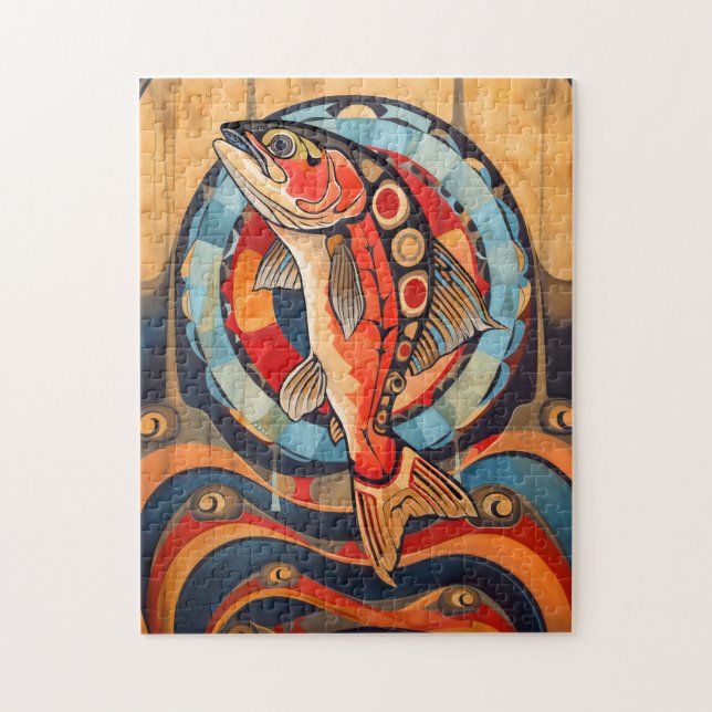 Salmon Totem – Journey in Deco Style Pussel (Vertikal)