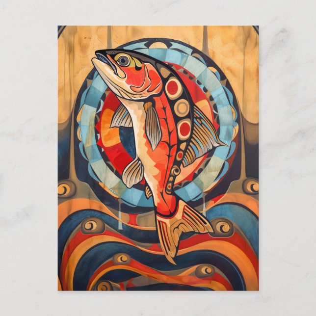 Salmon Totem – Journey in Deco Style Vykort (Framsida)