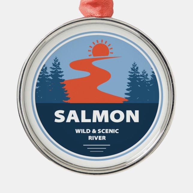 Salmon-Vilden och floden Idaho Julgransprydnad Metall (Framsidan)