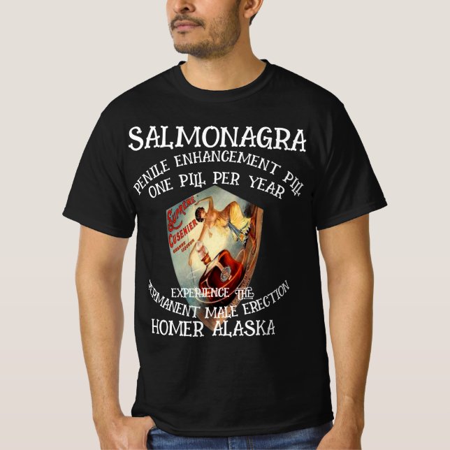 SALMONAGRA MALE ENHANCEMENT PILL PERMANENT STIFFIE T SHIRT (Framsida)