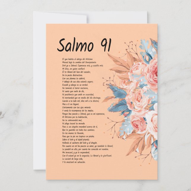 Salmos 91, Bibelvern med vacker blommigt Spara Datumet (Framsida)