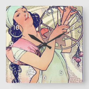 Salome, Alphonse Mucha Fyrkantig Klocka