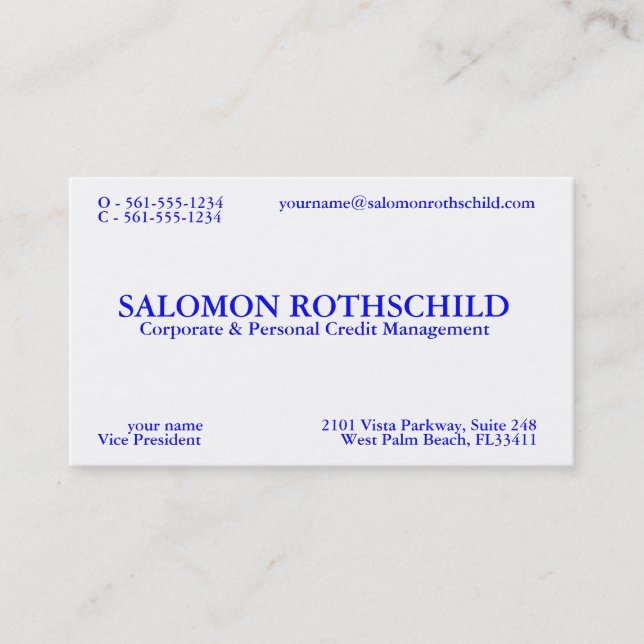SALOMON-ROTHSCHILD VISITKORT (Framsida)