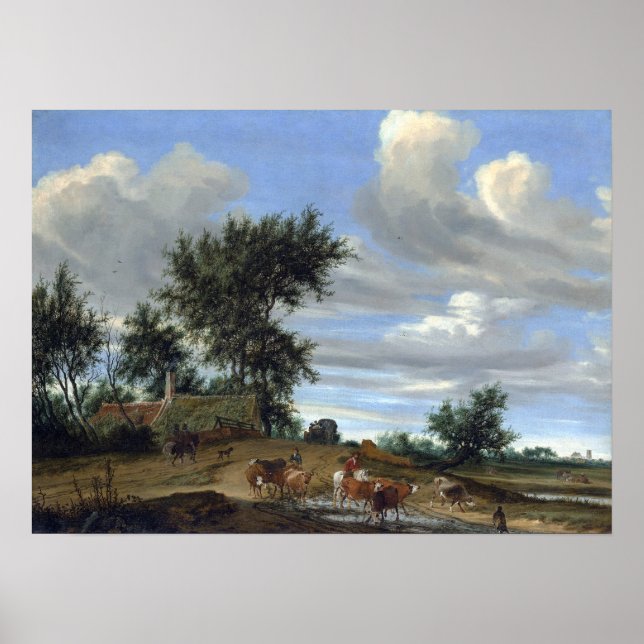 Salomon van Ruysdael A Land Road Poster (Framsidan)