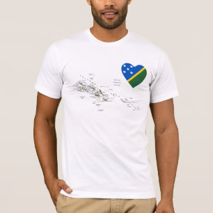 Salomonöarna Flagga Heart och Karta T-Shirt