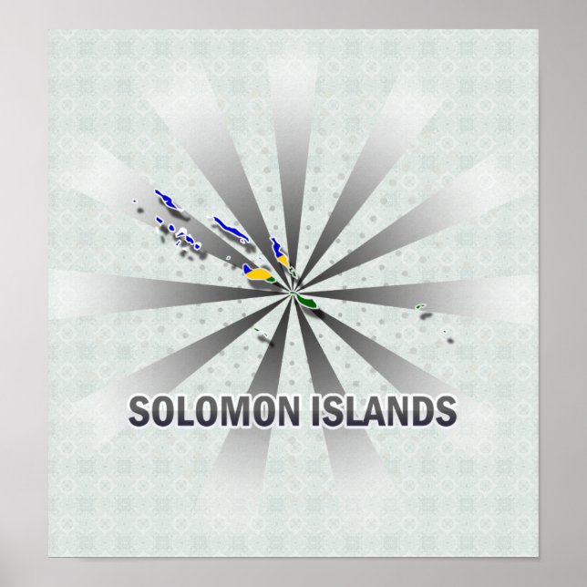 Salomonöarna Flagga Karta 2.0 Poster (Framsidan)