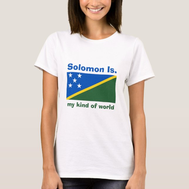 Salomonöarna Flagga + Karta + Text T-Shirt (Framsida)