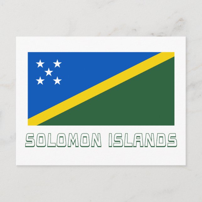 Salomonöarna Flagga med Namn Vykort (Framsida)