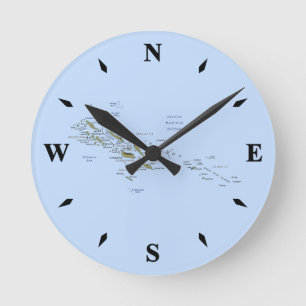 Salomonöarna Karta Clock Rund Klocka