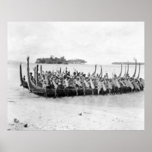 Salomonöarna Krig Canoe, 1922 Poster