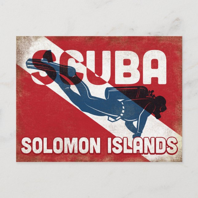 Salomonöarnas dykare - blå Retro Vykort (Framsida)