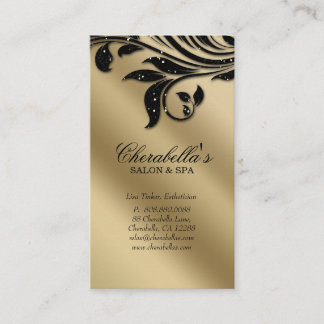 Salon Affärskort Elegant Black Guld Tidsbeställning Kort