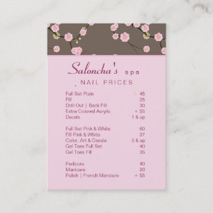 Salon Affärskort spa cherry blommar rosa 2 Visitkort