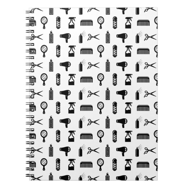 Salon & Barber Hairdresser Mönster ANPASSNINGSBAR  Anteckningsbok (Framsidan)