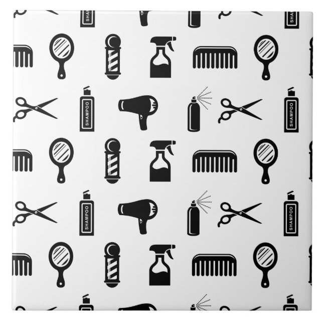 Salon & Barber Hairdresser Mönster ANPASSNINGSBAR  Kakelplatta (Framsidan)