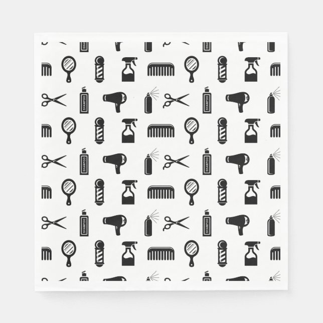 Salon & Barber Hairdresser Mönster ANPASSNINGSBAR  Pappersservett (Framsidan)