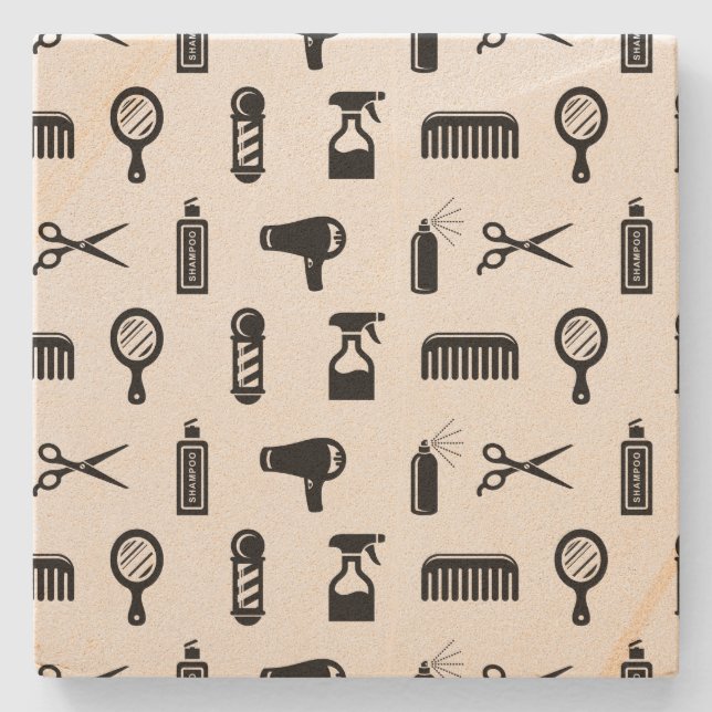 Salon & Barber Hairdresser Mönster ANPASSNINGSBAR  Stenunderlägg (Framsidan)