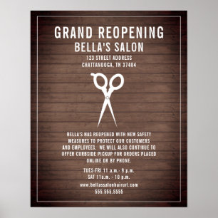 Salon Barber Reöpping Covid Safety Rustic Poster