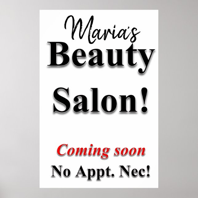 Salon Barbershop Poster att Beauty Salon kommer sn (Framsidan)