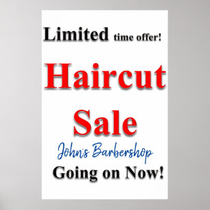 Salon Barbershop Poster Begränsad Haircut Sale