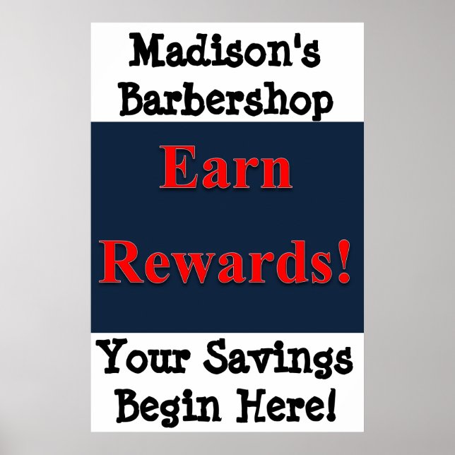 Salon Barbershop Poster Earn Rewards (Framsidan)