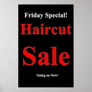 Salon Barbershop Poster Fredag Haircut Sale