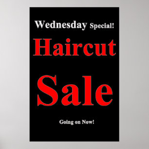 Salon Barbershop Poster onsdag Haircut Sale