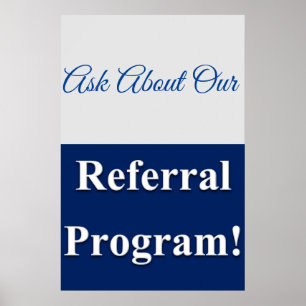 Salon Barbershop Poster Referral Program Blue