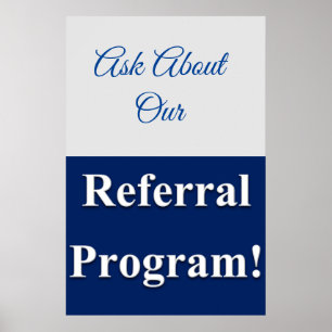 Salon Barbershop Poster Referral Program Blue