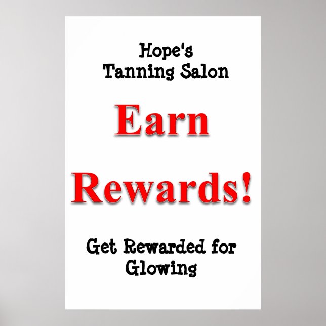 Salon Barbershop Poster Tanning Earn Rewards (Framsidan)