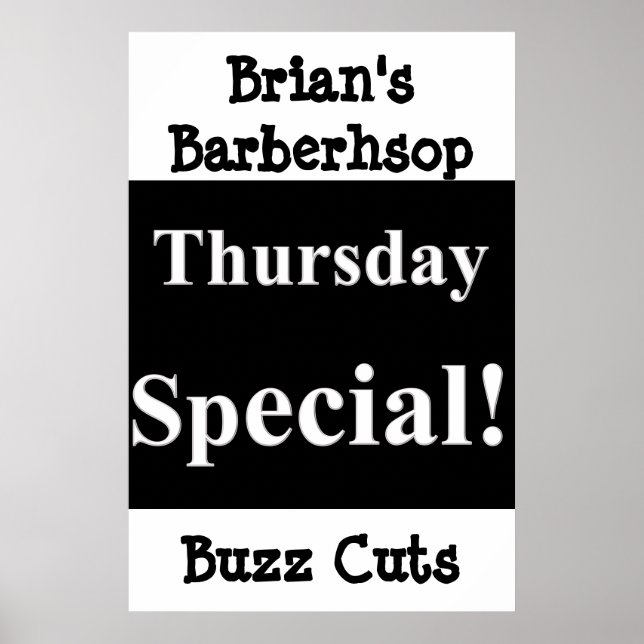 Salon Barbershop Poster torsdag Buzz Cuts (Framsidan)